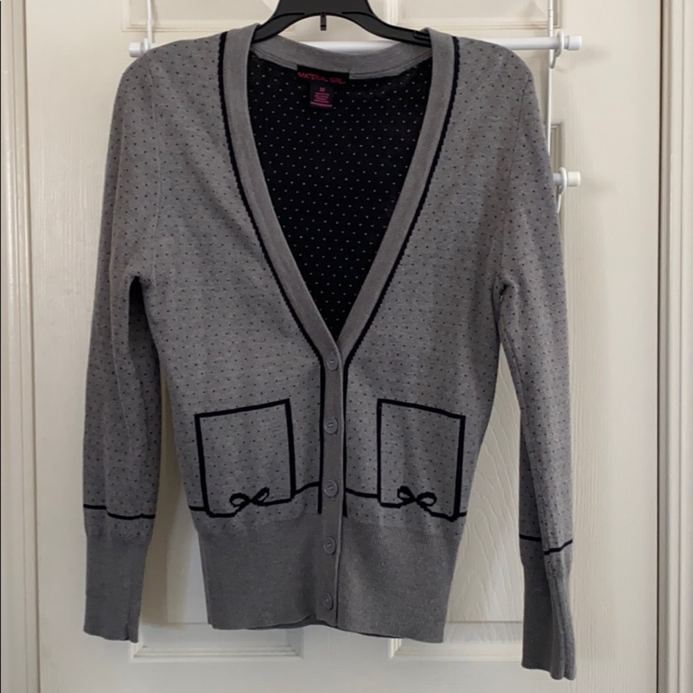 Material Girl Polka Dot Bow Cardigan